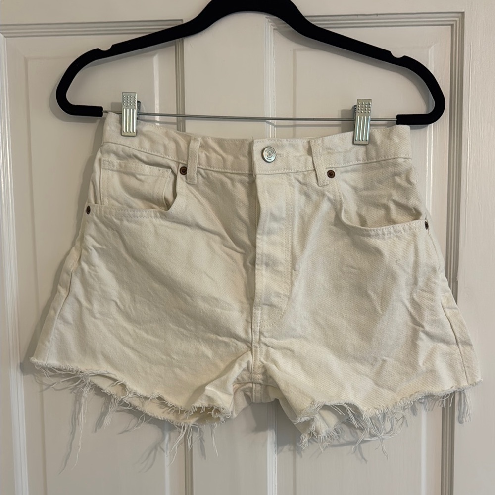 Reformation Charlie High Rise Jean Shorts Distressed